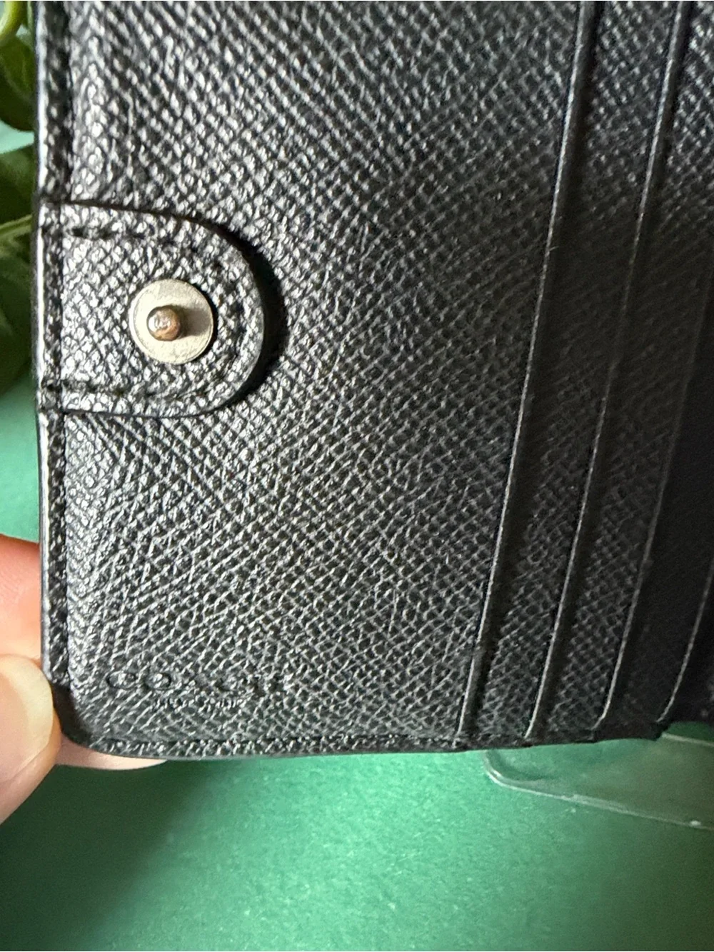 Coach Small Red Leather Snap Wallet with Black Polka Dots